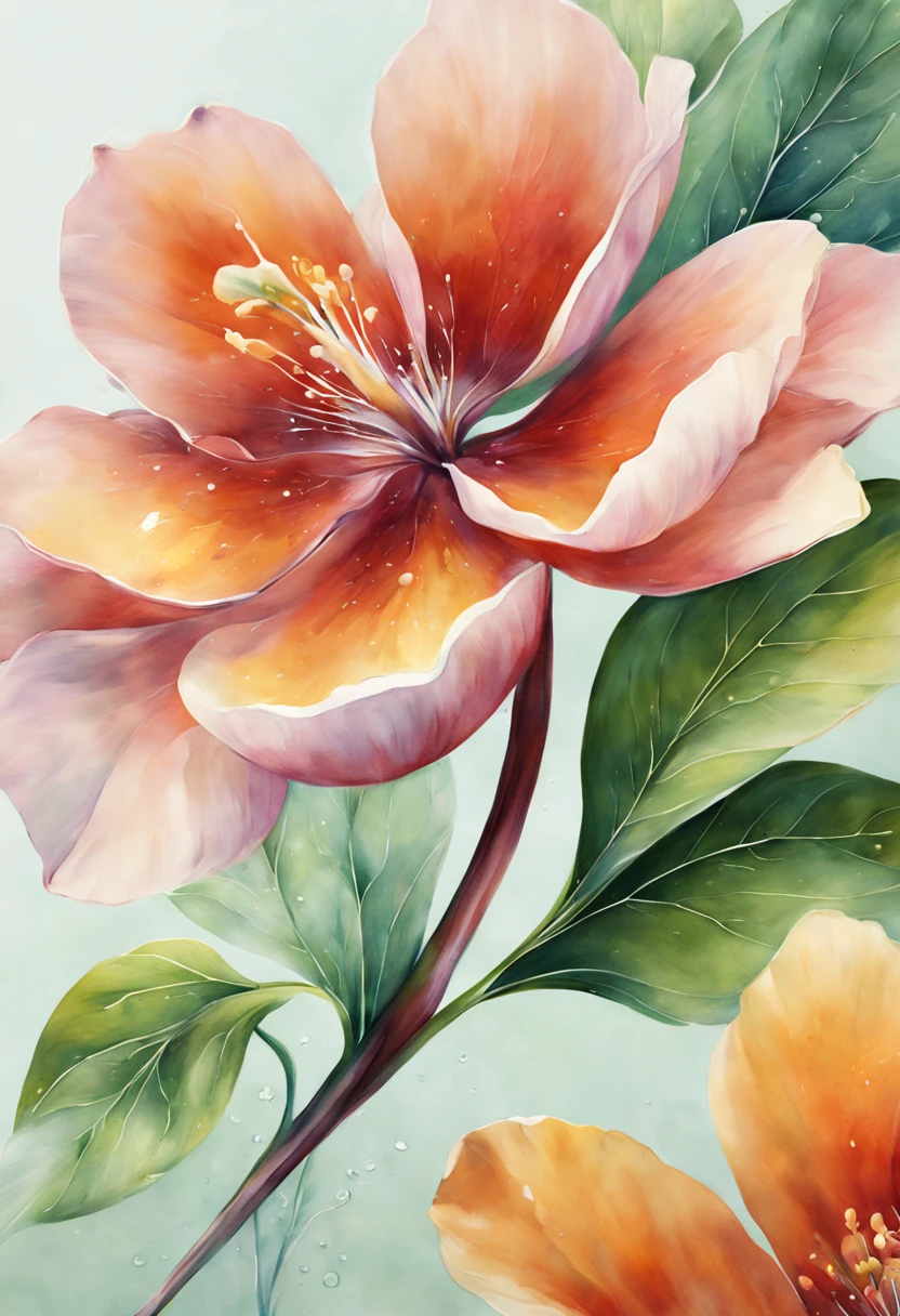 (best quality, highres, ultra-detailed, realistic:1.37), watercolor painting of vibrant flowers, delicate brushstrokes, intricate floral patterns and details, vivid and rich colors, soft and translucent layers, peaceful and natural atmosphere, subtle blending of hues, varied petal shapes and sizes, droplets of water on petals, intricate leaf veins, realistic watercolor texture, subtle interplay of light and shadow, graceful and flowing composition, gentle brushwork, detailed and accurate depiction of flower anatomy, lifelike depth and dimension, elegant and organic forms, ethereal and dreamy quality, serene and calming ambiance, expertly captured delicacy of petals, natural-looking translucency, blooming flowers in a garden, fresh and fragrant floral bouquet, joyous celebration of nature's beauty, artistic interpretation of botanical wonders