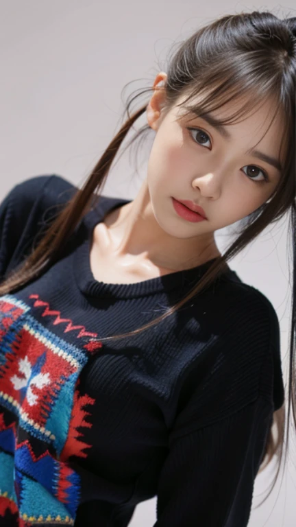 1girl,sweater,white background,