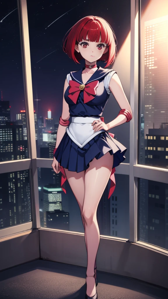 Kana Arima, Arima maybe, bob cut, (red eyes:1.5), redhead, short hair, have, Sailor Moon Cosplay,
breaking looking at viewer, Sailor Moon Costumes，classroom,sailor moon,destroy the skirt (masterpiece:1.2), highest quality, High resolution, unity 8k wallpaper, (figure:0.8), (beautiful and fine eyes:1.6), highly detailed face, perfect lighting, Very detailed CG, (perfect hands, perfect anatomy),