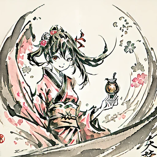 Black and white prints Woodblock prints that retain a sense of hand-printing Edo period style What not to do to a beautiful girl Classic Japan 28-year-old woman sitting on a rock and looking at a turtle