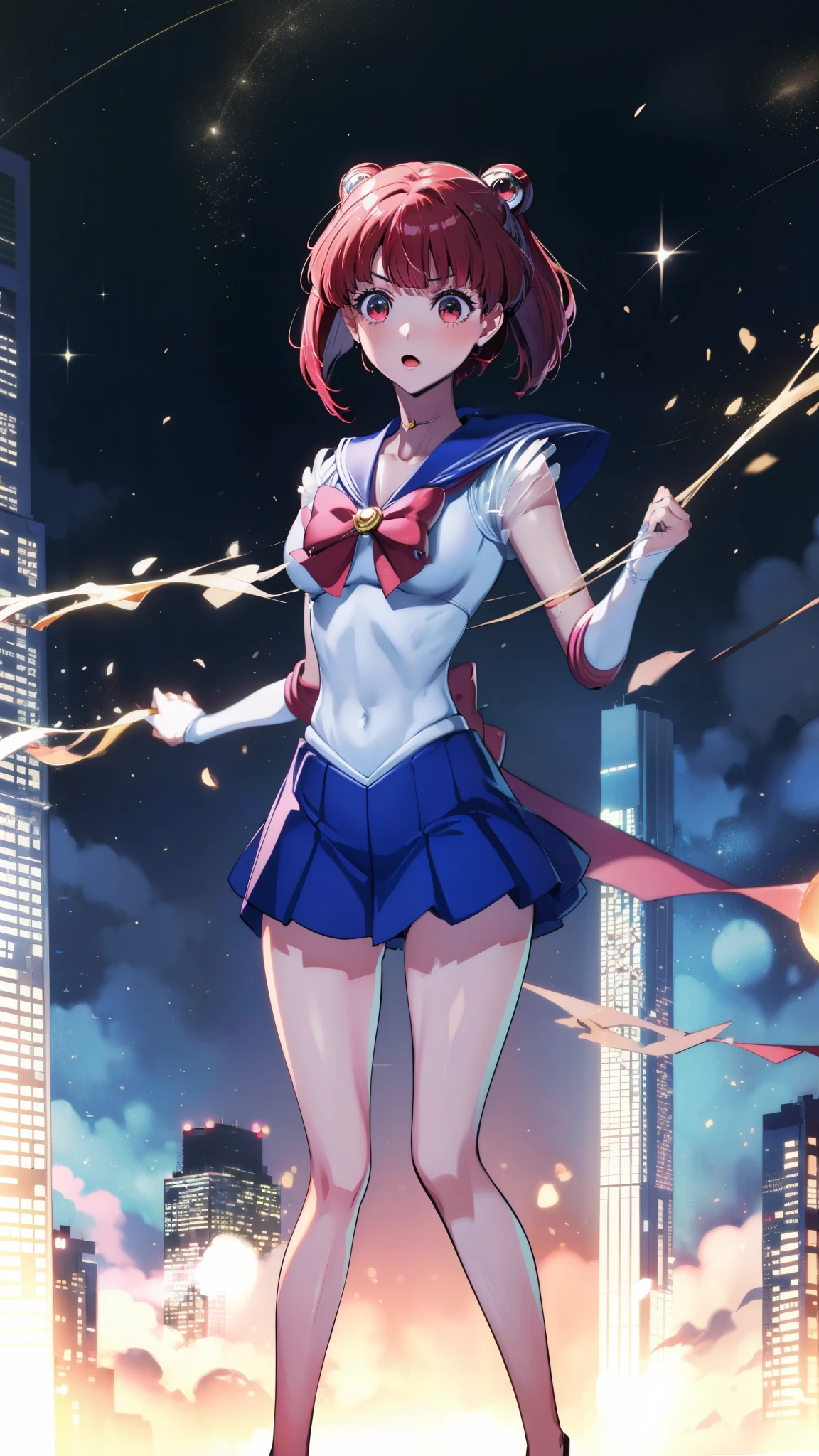 Kana Arima, Arima maybe, bob cut, (red eyes:1.5), redhead, short hair, have, Sailor Moon Cosplay,
break looking at viewer, Sailor Moon Costumes，classroom,sailor moon,
break (masterpiece:1.2), highest quality, High resolution, unity 8k wallpaper, (figure:0.8), (beautiful and fine eyes:1.6), highly detailed face, perfect lighting, Very detailed CG, (perfect hands, perfect anatomy),