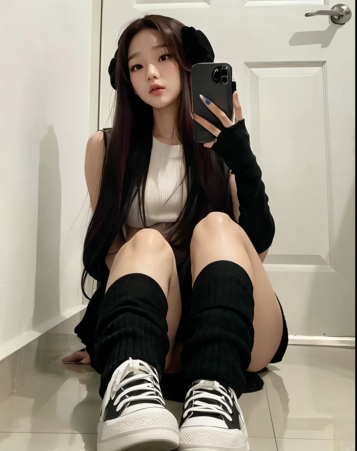 Wonyoung from IVE face, foto realista, ultra HD, 8k, big juicy lips