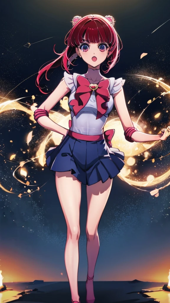 Kana Arima, Arima maybe, bob cut, (red eyes:1.5), redhead, short hair, have, Sailor Moon Cosplay,
break looking at viewer, Sailor Moon Costumes，classroom,sailor moon,skirt、Sailor uniform with a big ribbon、青いskirt、
break (masterpiece:1.2), highest quality, High resolution, unity 8k wallpaper, (figure:0.8), (beautiful and fine eyes:1.6), highly detailed face, perfect lighting, Very detailed CG, (perfect hands, perfect anatomy),