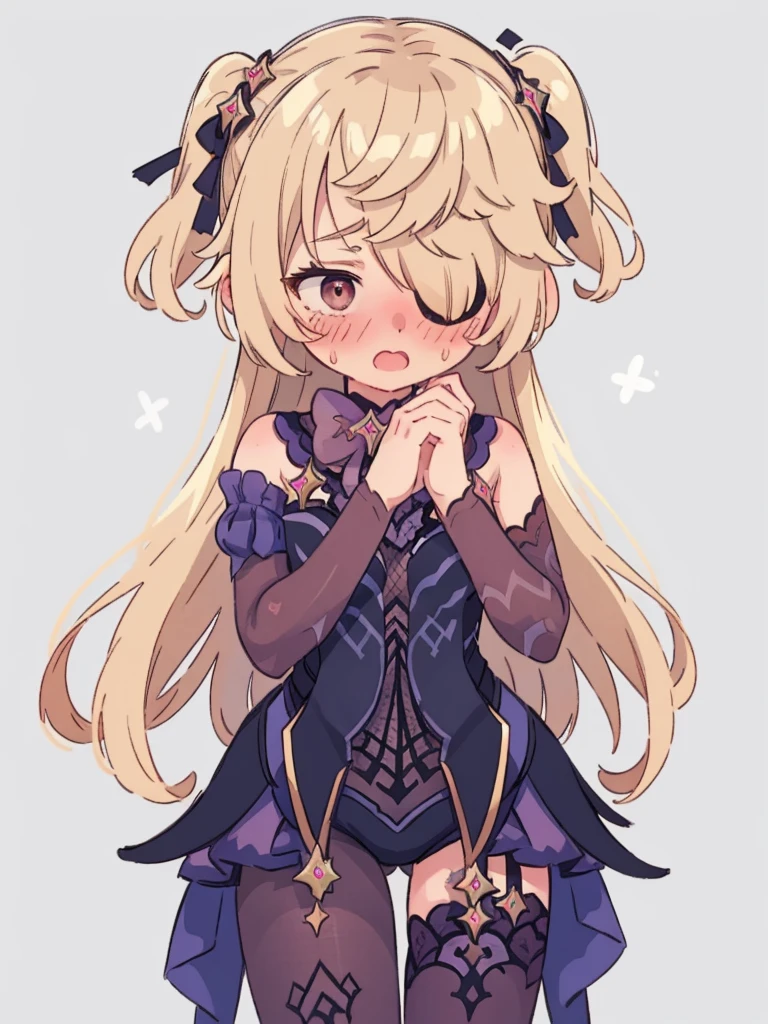 embarrassed, standing, averted gaze, turned head, shocked, thighs and up, looking away, level perspective, heavy blushing, open mouth, sweating, horrified, blushing, peaking through fingers, hand covering face, (blush:1.6), no background, transparent background