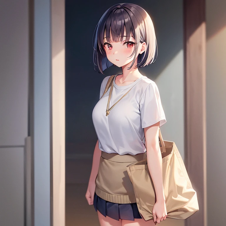 Love Live Nijigasaki Gakuen School Idol Club　Kasumi Nakasu　Hair color gray　short hair　bangs bangs　cropped bob　Bobbappa　red eye　