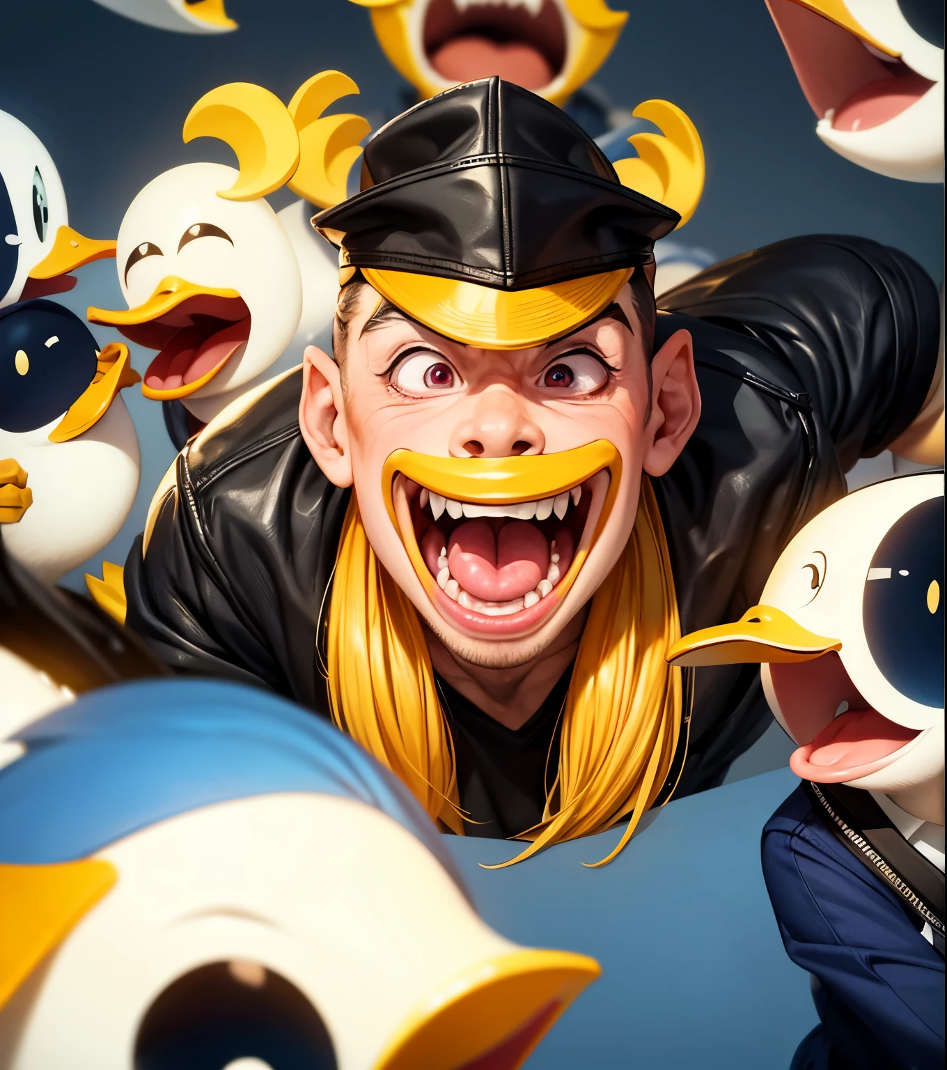 there is a man sticking out his tongue in a classroom, crazy expression, sneering at the camera, insane smile, with funny feeling, silly face, perfect expression, duckface, grinning lasciviously, marvelous expression, tongue out, funny camera shot, exciting expression, sneering, hahahaha, student, funny face, pompous expression, yawning