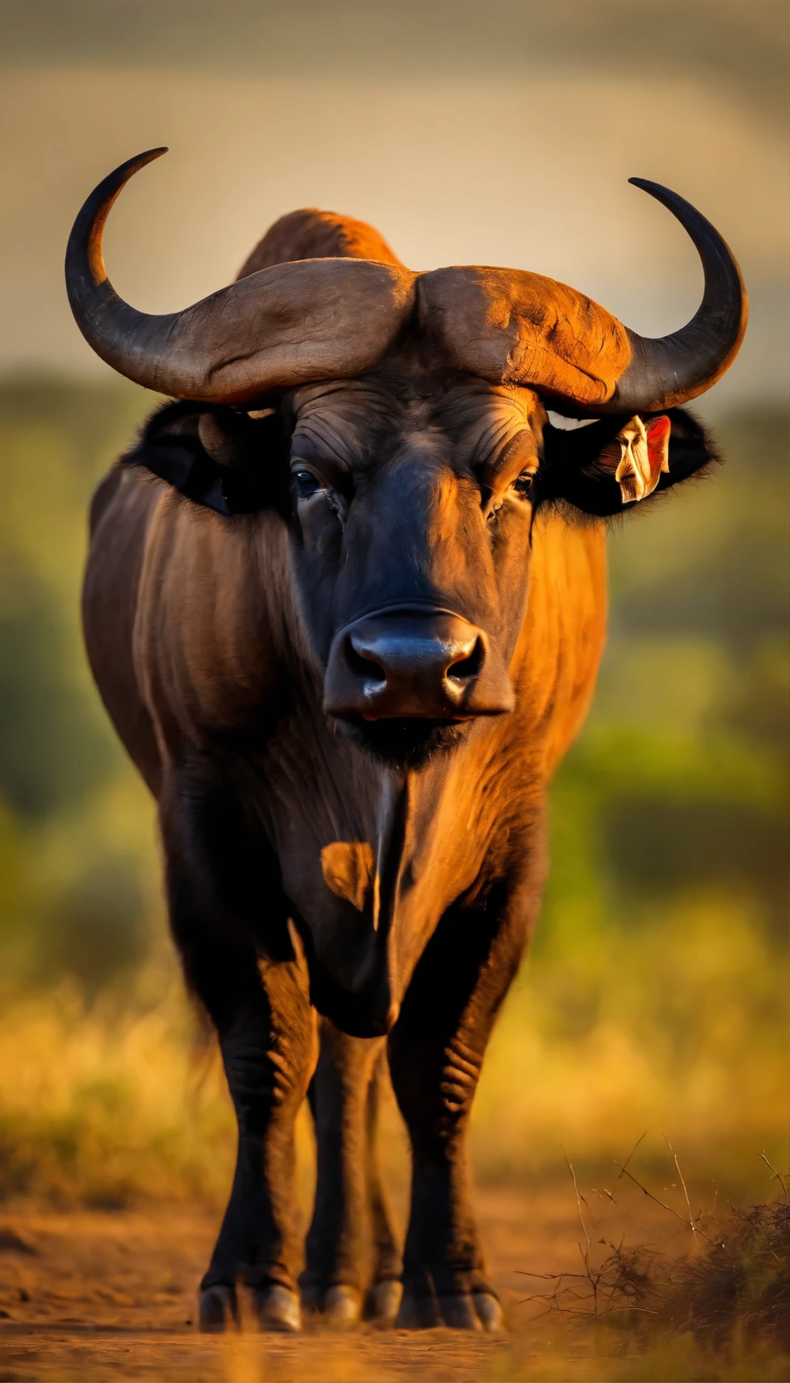 African Buffalo looking directly at the camera