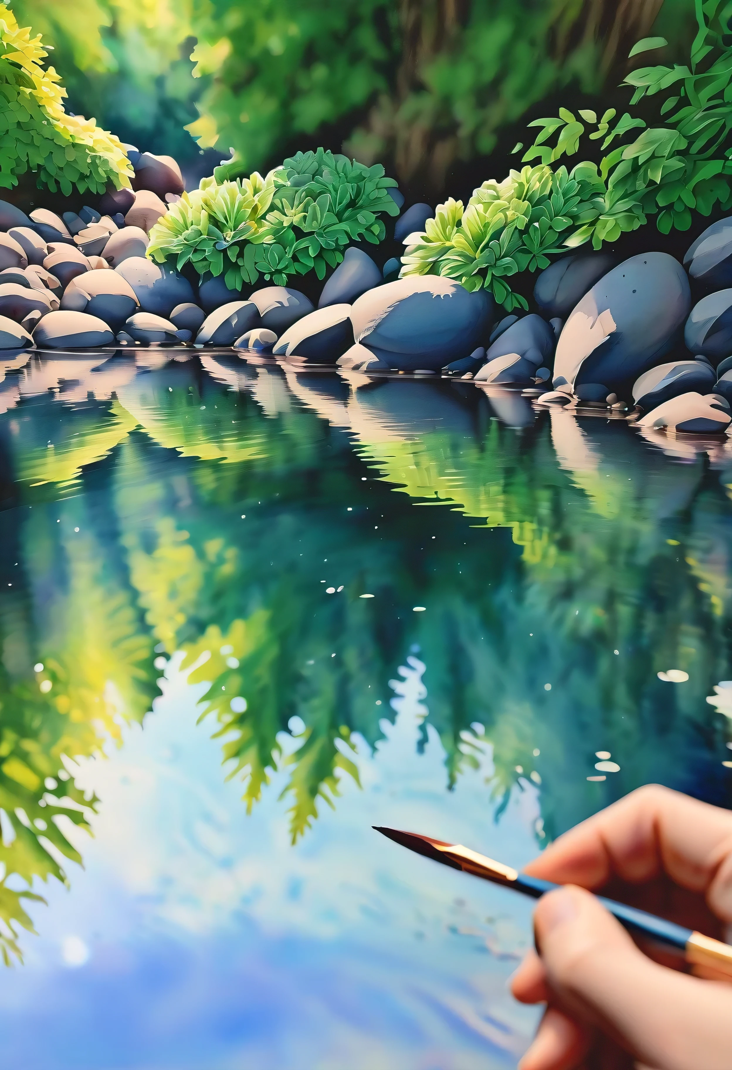 (((watercolor:1.5))), (((watercolor atmosphere:1.4))), (((crystal clear water reflection background:1.3))), (((Transparent flower:1.4))), (((Movie-like still images and dynamic angles:1.3))), (((cool and beautiful shadow silhouette:1.1))), Gouache with intricate details, Add a touch of realism to this visually detailed and stylistically diverse masterpiece, Detailed brushstrokes have been enhanced, Careful brushwork creates an atmosphere, Utilize delicate yet powerful brushstroke techniques, Create an enchanting atmosphere. highly detailed gouache, (((Unparalleled sharpness and clarity:1.1))), (((Radiosity rendered in stunning 32K resolution:1.3))), All captured with sharp focus.
