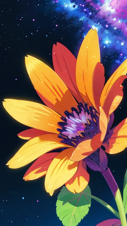(best quality,highres:1.2),(ultra-detailed,extreme detail description),(vivid colors),(bright starry sky),(brightly glowing flowers in various colors),(CG Art),(8K resolution)