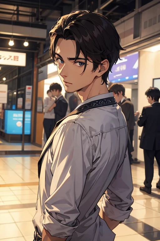 handsome face、look back