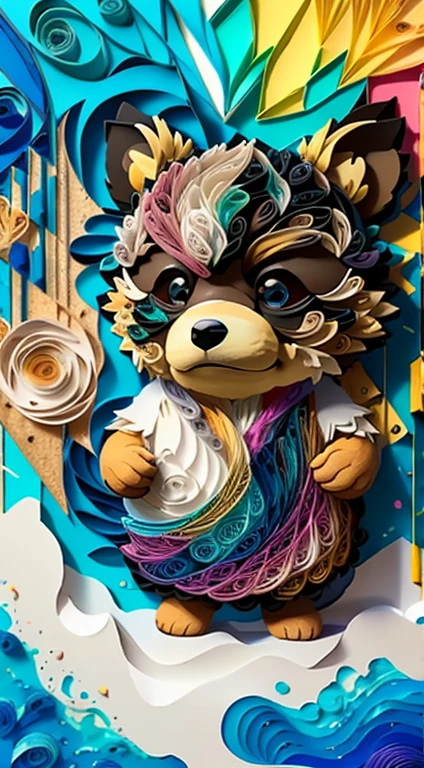 oso, Papel de quilling multidimensional, arte, Chibi,
yang08k, hermoso, vistoso,
Obras maestras, Calidad superior, Mejor calidad, Arte oficiale, hermoso and aesthetic,((8k ultra realista))