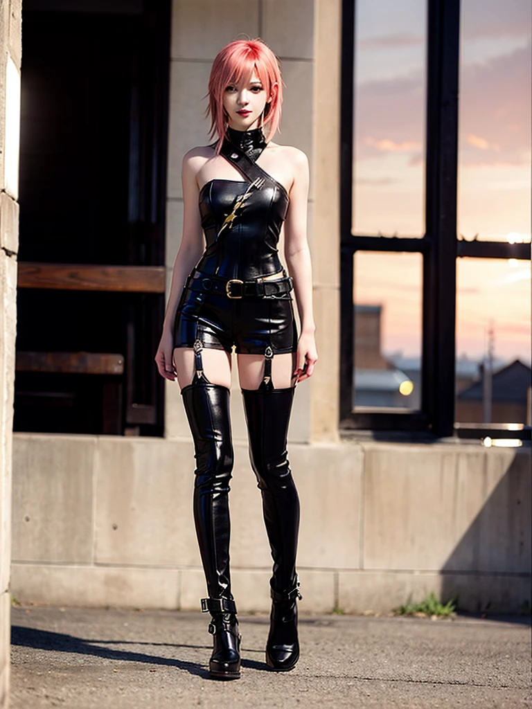 Lightning Farron, Final Fantasy, single, beautiful, fighter, full body