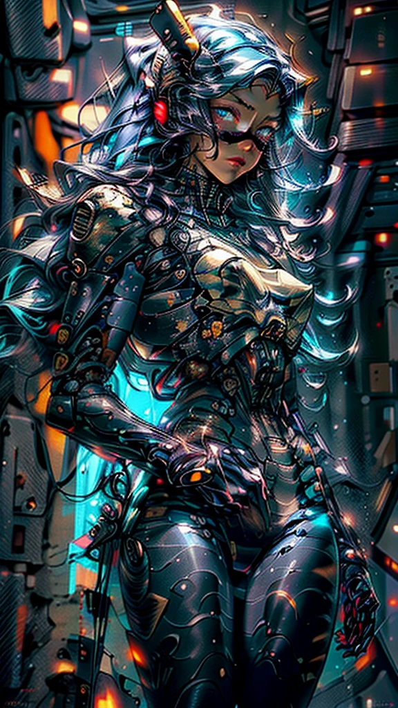 Realistic, perfect masterpiece, high quality, high resolution, highest image quality, 8k hd,
1girl,
Long dark blue hair, yellow eyes, glowing eyes, parted lips, blush,
Cybernetic suit, mecha long skirt, armored dress, masks, Wild full-coverage helmets
Night, flowers, sun, sunlight,
Highly detailed background