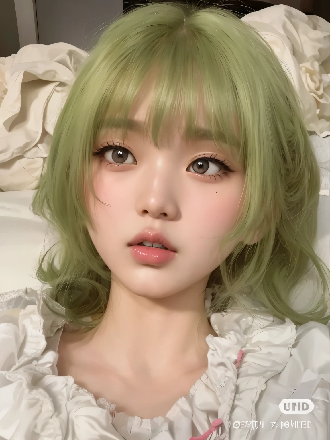 Wonyoung from IVE face, foto realista, ultra HD, 8k, big juicy lips