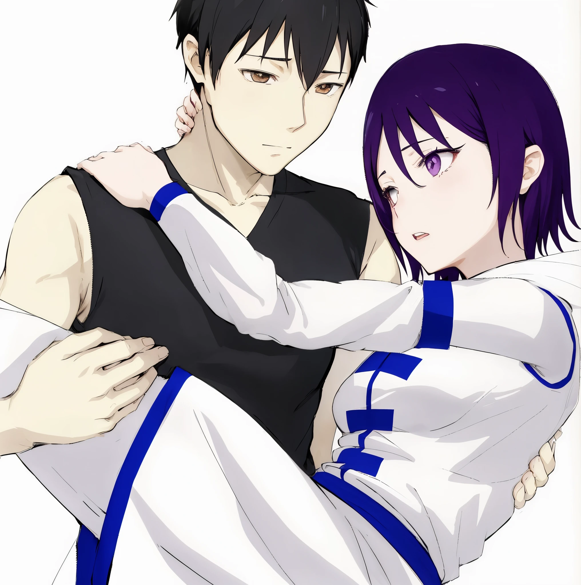 anime couple hugging each other in a hug, yukio - e, nick silva and ilya kuvshinov, tsuaii, hinata hyuga, sasoura, mai yoneyama, yuyushiki, hana yata, huang yuxing and aya takano, rei hiroe, sankakucomplex anime image, okata kazuto