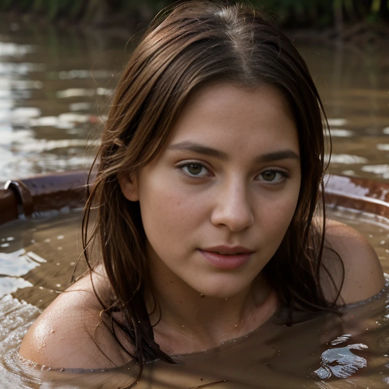 A girl bathing in a coil