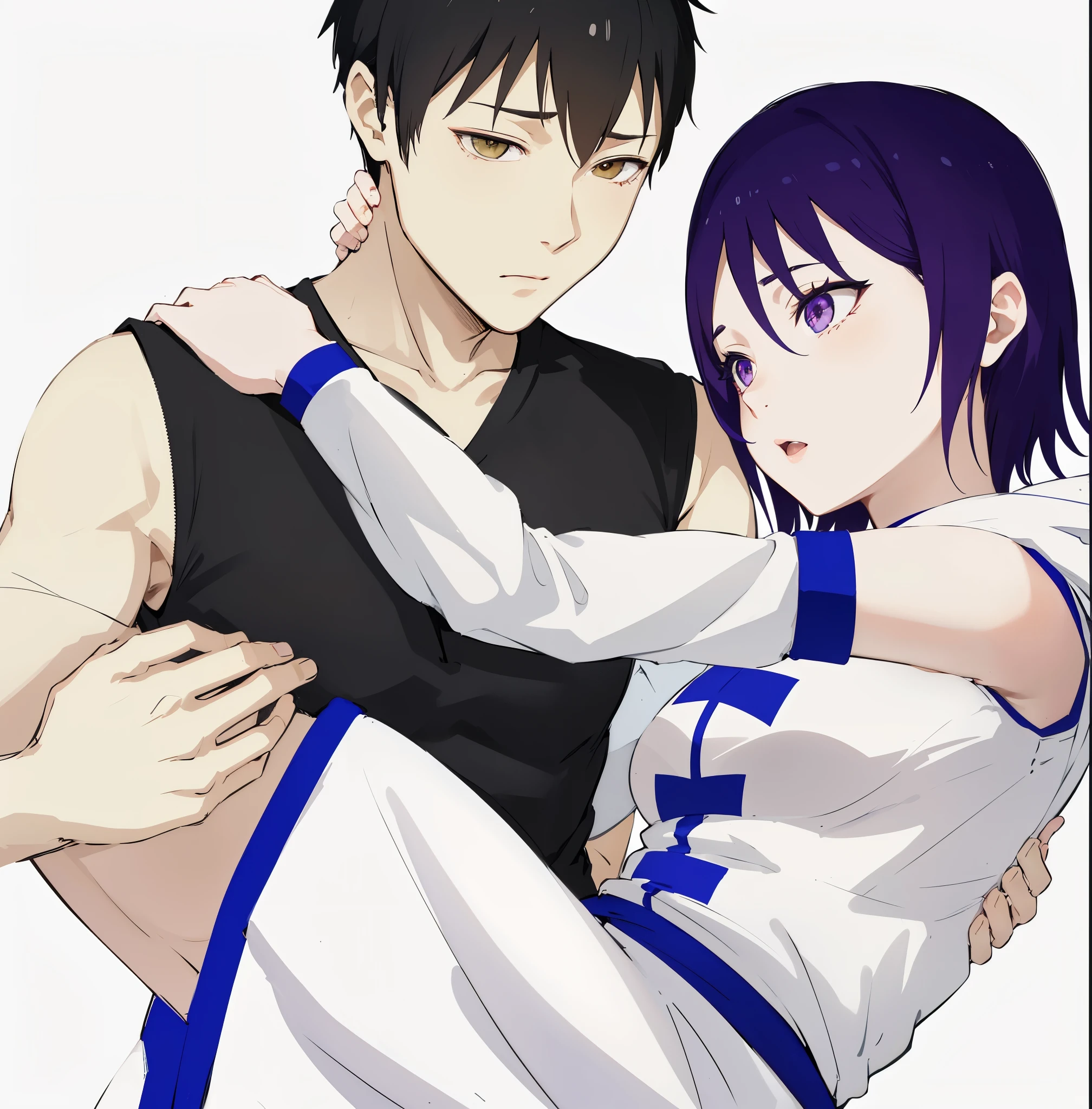 anime couple hugging each other in a hug, yukio - e, nick silva and ilya kuvshinov, hinata hyuga, sasoura, mai yoneyama, tsuaii, yuyushiki, hana yata, okata kazuto, sankakucomplex anime image, hasanabi, rei hiroe