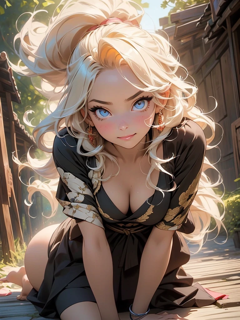 master piece,best quality,hyper detail diagram,非常に洗練されていてbeautiful, (high quality, breathtaking), (expressive eyes, perfect face), ((sexy lips)), (masterpiece, 最high quality: 1.4), super detailed, 8K, realistic, (ultra high resolution), (フルシャープネス最high quality), (ultra photorealistic: 1.3), (masterpiece: 1.4), ((realistic)), Super detailed, ((real image)), パラメータ最high quality, masterpiece, ultra high resolution, (real 2.0), Detailed information, fine skin, 1 girl, enjoying,20 year old girl, young, mature woman, age girl, Detailed portrait of one girl, ((realistic skin)), ((realistic face)), (beautiful: 1.05), (beautiful詳細な目: 1.05), (cinematic light: 1.1), perfect and well drawn eyes, (((perfect even eyes:1.2))), she, cute, cute, studio illumination, double texture, realistic oil painting, Bright colors, complex brush strokes, dark lighting, Calm, shine, soft light, Natural light, cinematic light, soft lighting, studio lighting, (Are standing), (stand up straight:1.4), (大きなbutt), exposed buttocks, long legs, legs slightly apart, butt, blush, Shyness, clavicle, abs, athlete body, (super detailed顔), (highly detailed eyes), (超realistic目), (perfect body), (delicate hands), (very fine hands), (Very sexy), (malicious smile), (soft skin), (Very insinuating), ((はつらつとしたbutt)), ((super wide hips)), (very thick thighs), ((very thin waist)), (とても大きなbutt), (natural skin), (Personal), (まったくrealistic), (very hot), (とても太ったbutt), (非常に広いbutt), (so sweet), (lure), (very wide pubic bone), (とても丸いbutt), ((I don't have a stomach)), ((flat stomach)) (((whole body+))), exact ratio, perfect female shape, (perfect face, detailed face, glossy lips, eyeliner), beautiful and delicate face, Fair skin, real skin, (facial details), realistic skin texture, medium breasts, look at the viewer, low angle shot, view from below, put your hands behind your head, ((Front view)), film grain, (Depth of bounds written), expressive eyes, flowing hair, delicate features, Curvy up model, double wave, blonde hair blowing in the wind, voluminous ginger blondie hair, Stylized hair, Long length hair, side bangs, big smile, white teeth, gentle smile, (grin), (smug), kimono, elegant,Oiran, Japan clothes:1.2),medium curve, elegantなポーズ,
