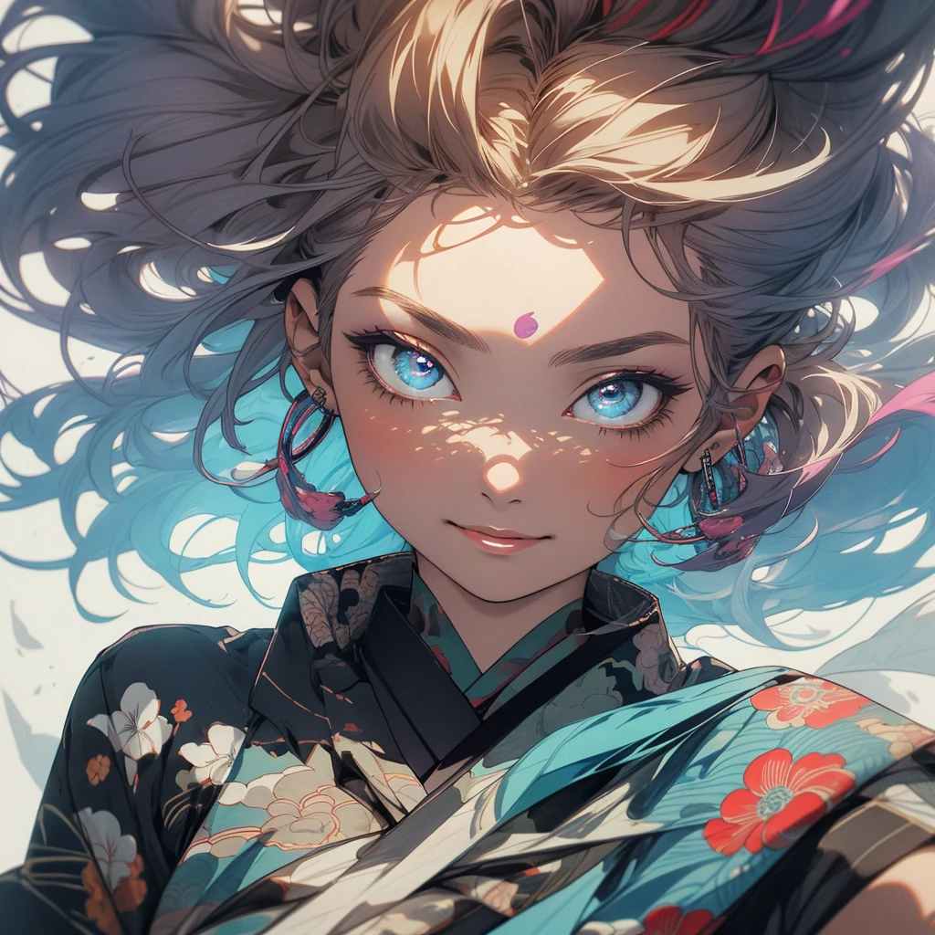 (((highest quality))),(((detailed eyes))),(((32k))),(1 girl),flashyな色の髪,(tattoo),cyber punk,kimono,((Luxurious and gorgeous)),Shiny skin,earrings,flashy,((Super beautiful woman)),(perfect face),Japanese sword,ultimate texture,official art,Ukiyo-e,stylish,photograph,perfect body,smile,Bewitching,Highest image quality,Super clear,real,fantasy,(Near the future),ninja,((perfect eyes)),big breasts,((cleavage)),highlight,挑発的なsmile,stick out tongue,split tongue,mechanical,mandala,Pouring rain,Majestic,apotheosis,