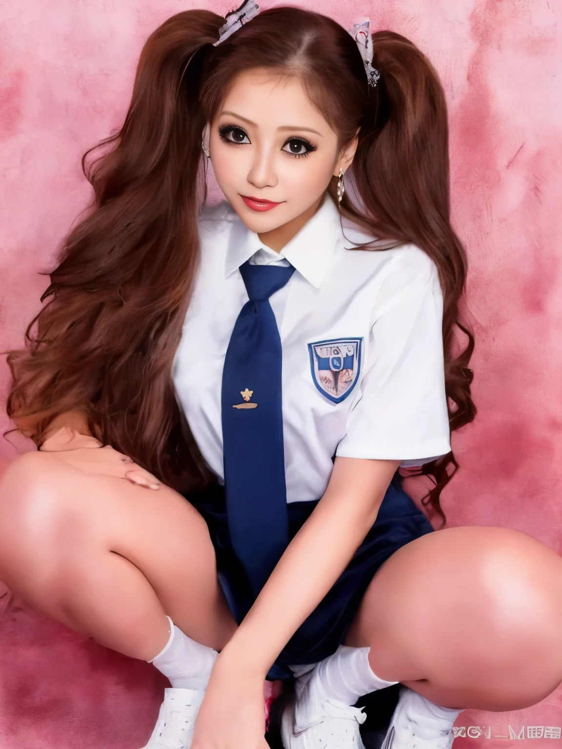 (Super high quality:1.5、super high quality:1.5、photography:1.3)、table top, 1 girl, , restrained, spread your legs, double eyelid,high school girl、uniform、Giant dick、fine-textured skin、detailed、twin tails、 NSFW 、(Report)、Anatomically perfect limbs、Sweat、cute face、beautiful breasts、
