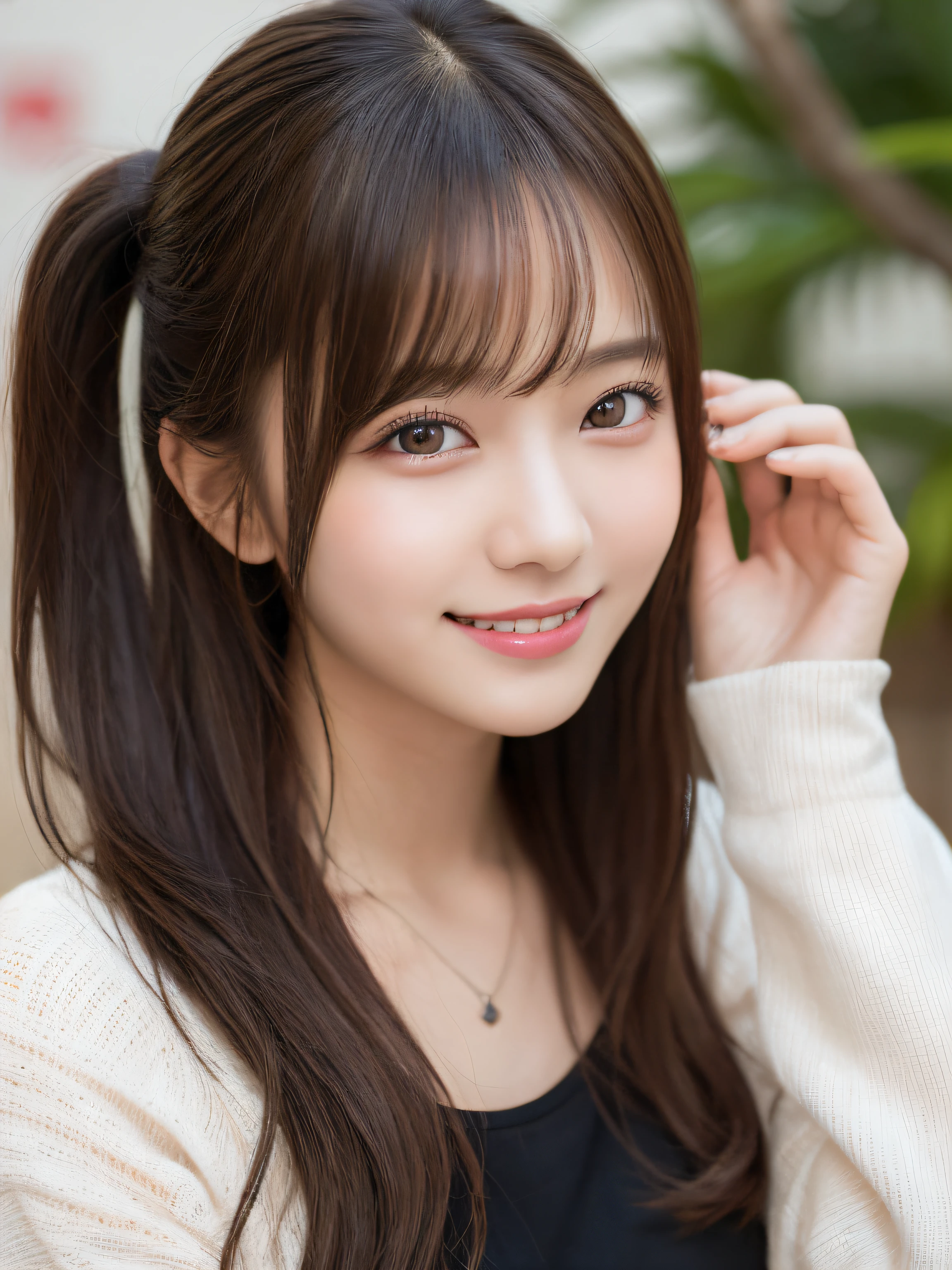 masutepiece, 2 girls in、Best Quality, Illustration, Ultra-detailed, finely detail, hight resolution, 8K Wallpaper, Perfect dynamic composition, Beautiful detailed eyes, Women's Fashion,Natural Color Lip, twin-tail hair. Bold sexy poses,Smile,Harajuku、17 years old girl、Cute、Sexy shot looking at camera,