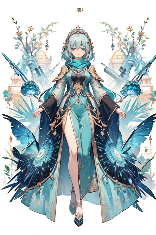 Woman in long green scarf and blue dress, beautiful character drawings, beautiful fantasy empress, by Jan J., style of types of bacteria, types of bacteria and ruan jia, extremely detailed types of bacteria, trending types of bacteria, types of bacteria. anime illustration, ruan jia and types of bacteria, Inspired by Poofa, types of bacteria detailed