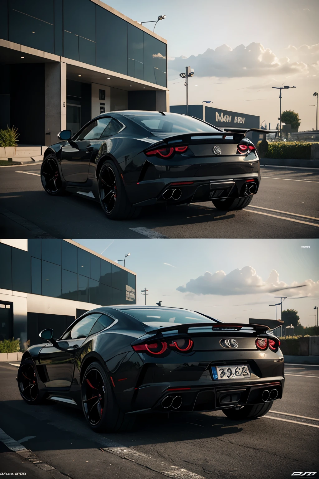 futuristic car black tuning, digital art, 3d render