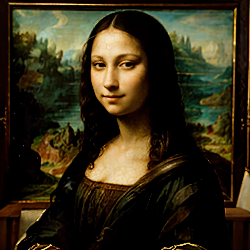 The Mona Lisa features an elegant woman with an enigmatic smile, seated against a distant landscape. The warm, soft tones of her skin contrast with subtle nuances in the background. The woman's eyes seem to follow the viewer, adding an intriguing dimension to the artwork. The sfumato technique creates smooth transitions between shadows and highlights, lending remarkable depth and finesse to the painting. Overall, it exudes an aura of mystery, heightened by Leonardo da Vinci's artistic mastery.