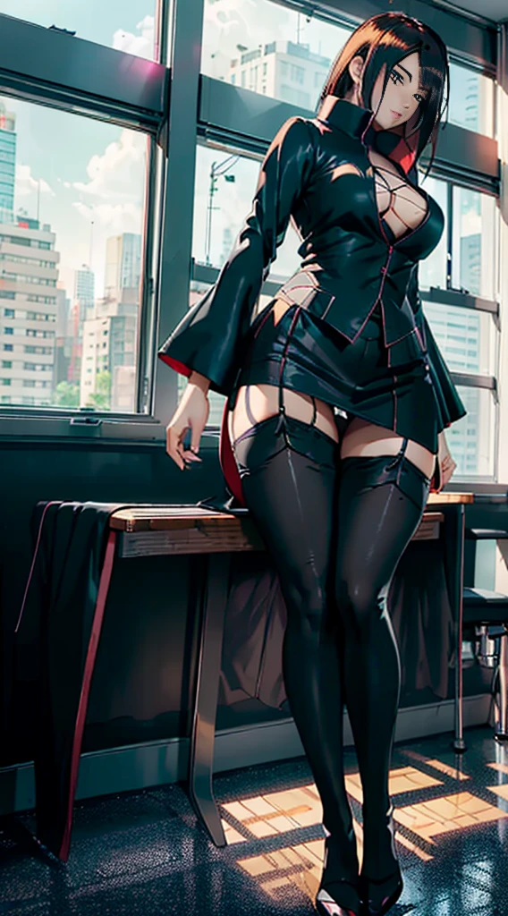 ((midynight, Need, 8K, tmasterpiece:1.3)),one-girl, full bodyesbian, Long legs, Focalors:1.2, perfect figure beautiful woman:1.4, Slim abs:1.1, ((Dark brown hair, huge tit:1.2 )), (White tight shirt, office uniform,Black silk skirt, standing on your feet:1.2), ((city night scene,Office floor-to-ceiling windows:1.3)), Highly detailed facial and skin texture, A detailed eye, largeeyes,cute face,Alafeld Asian woman posing for photo in shirt and short black silk skirt, very sexy outfit, Sexy style, Asian, Sexy girl, Sexy outfit, sexy body and sexy abdomen, spellbinding,spellbinding, Sexy look, stunning high tech, hot petite,, revealing outfit, seductive and powerful, Jaw-dropping beauty, seductive lady,((blacksilk:1.5 )),((black lence stockings:1.5 ))