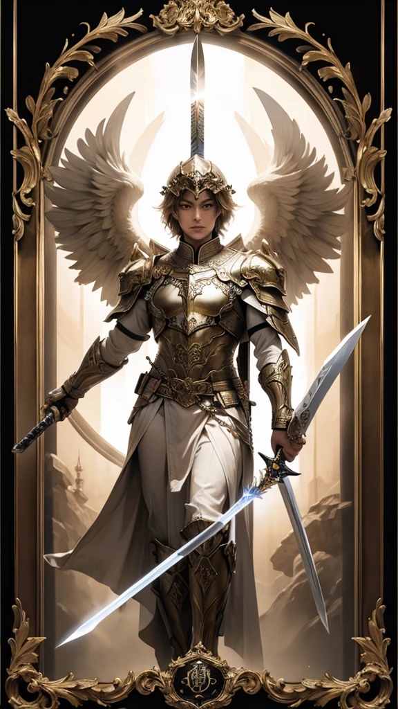 Archangel of light with a sword in his hand