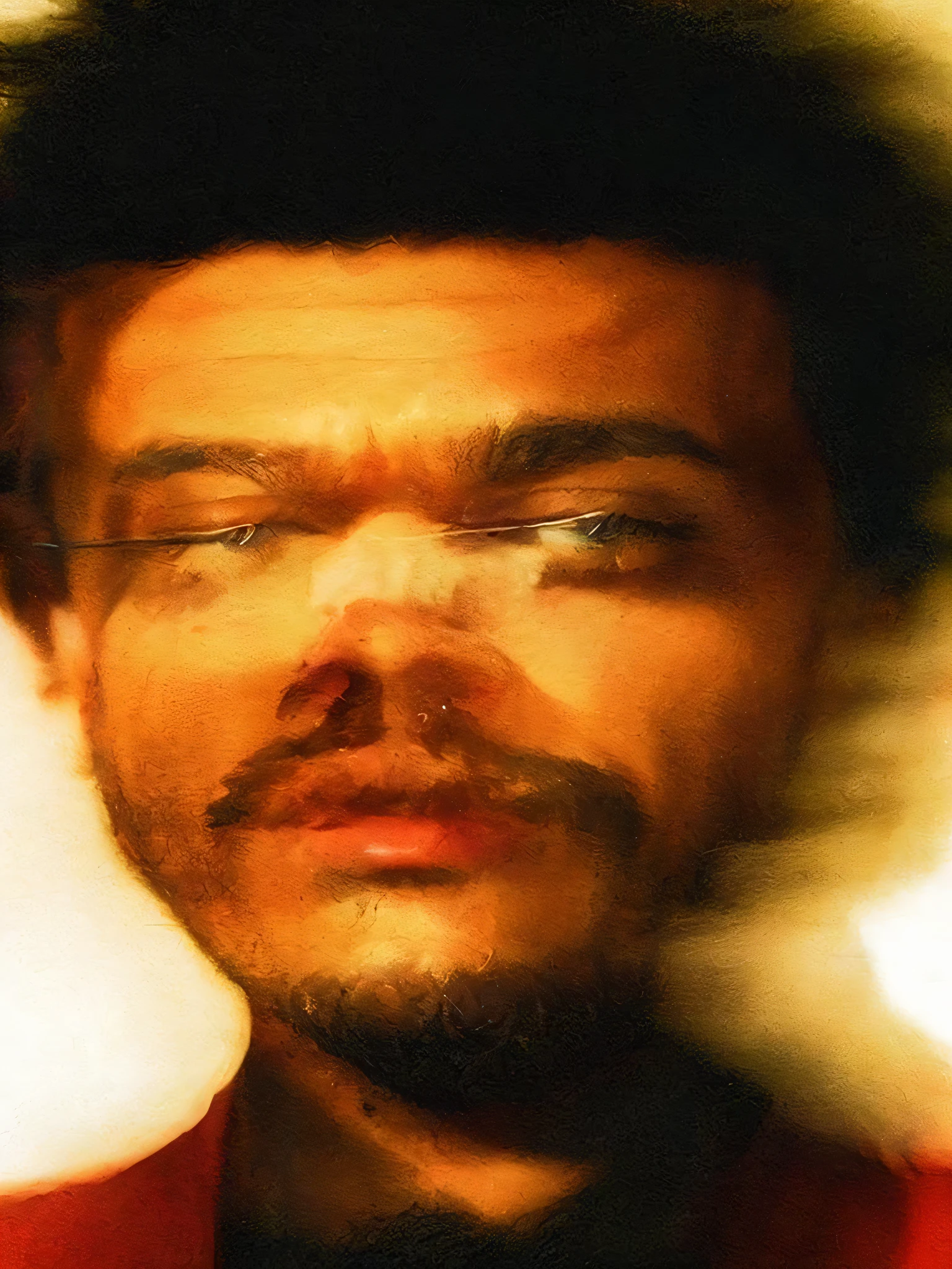 faaris azura with a beard and a red shirt, faaris azura solo portrait, with red haze, faaris azura