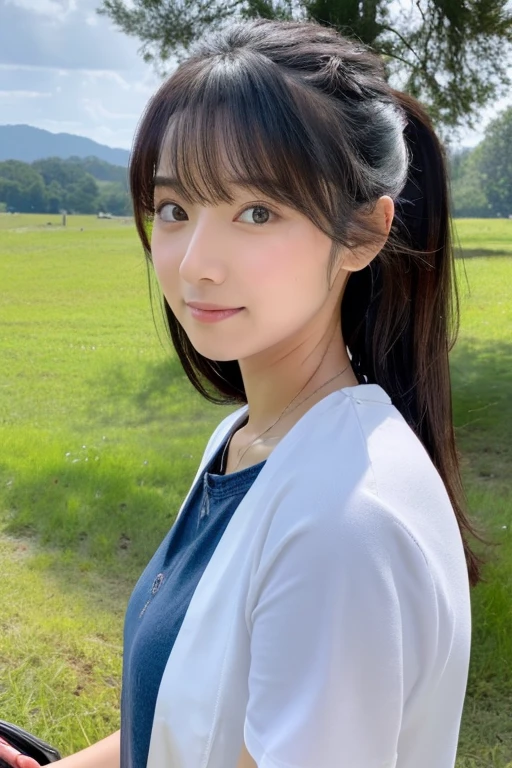 ((highest quality)), ((masterpiece)), (be familiar with), perfect face woman、Japanese、2４age、Person small、Landscape、I&#39;m depressed、YouTube thumbnail size、Person small