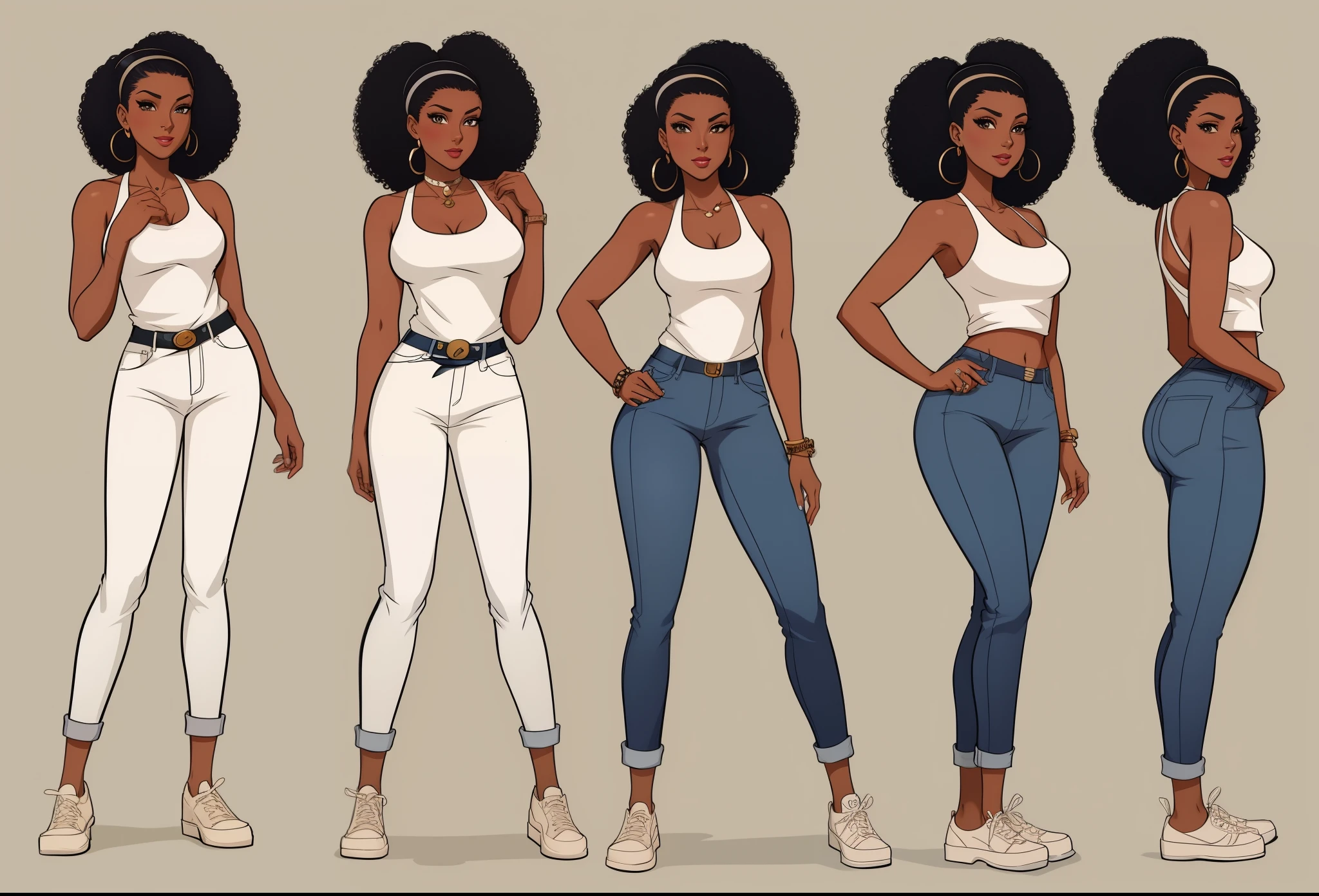 araffes of a woman with different hair styles and clothes, cartoon art style, high quality character design, character is in her natural pose, high quality model sheet, cartoon style illustration, cartoon artstyle, fashion reference sheet, character turnaround, character concept reference art, in cartoon style, artist reference pictures pose, full body character design, full character design