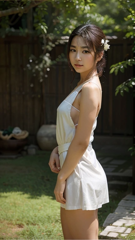 /imagine prompt: "Oriental beauty" Outline a real female image,Meets Chinese aesthetic standards,Have a perfect body and a clear face。She stands against a tranquil nature background,breeze blows。Delicately depict her beautiful silhouette,facing the camera,Show dignity。Skin reveals natural glow,Highlight the beauty of the East,Wearing a white dress。The picture uses soft tones to express a sense of freshness,Create a peaceful and elegant atmosphere--v 5 --stylize 1000 negative value