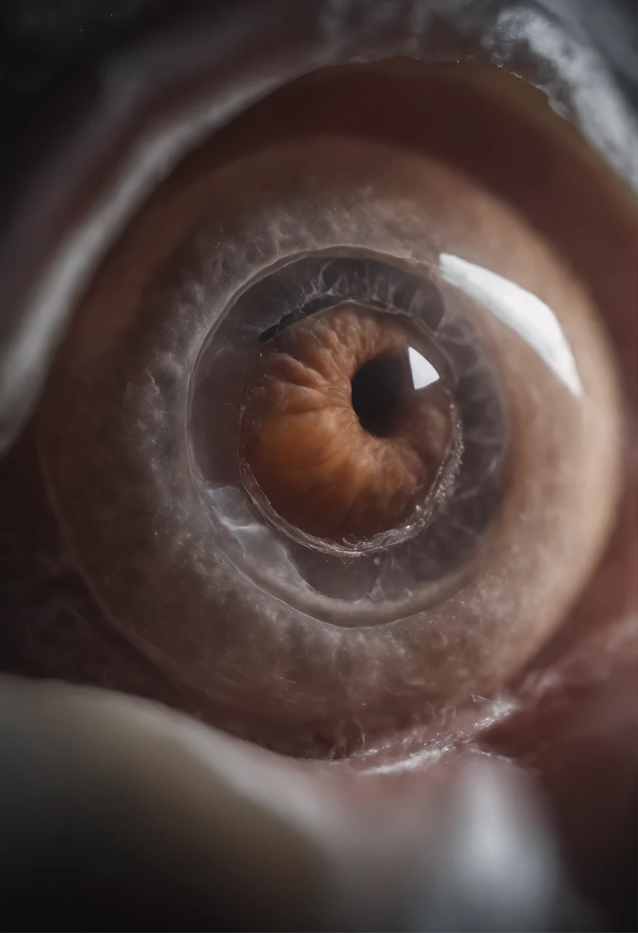 Origin of life, embryo, Impulse, heartbeat, Awakening the cervix, Cysts, Close-up. macro. hyperrealistic, detailed: cornea, detailed : cornea, pigeon in the ear canal, inner ear, Medical Photography, membrane pregnancy sac, hatched ear, Enhanced Photography, by Anna Füssli, photography closeups, Close-up photo