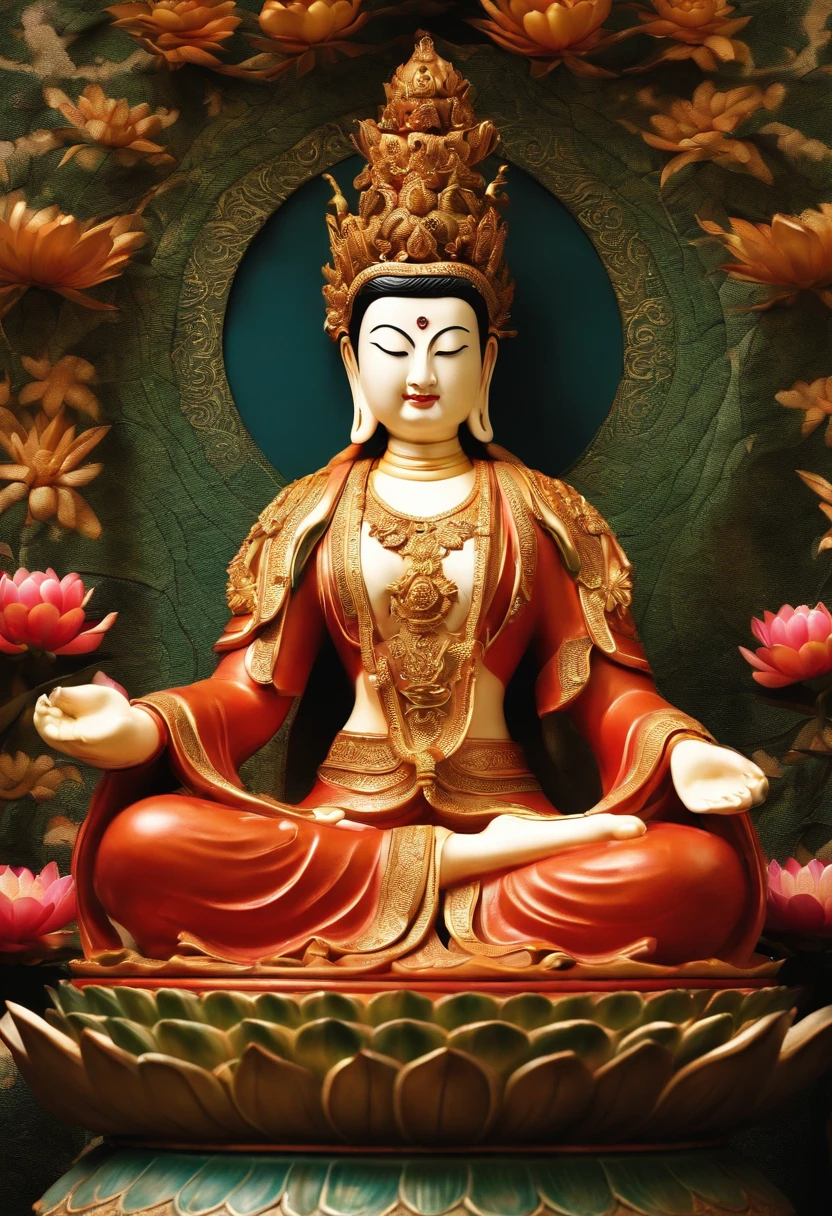 Guanyin Bodhisattva sitting on the lotus seat