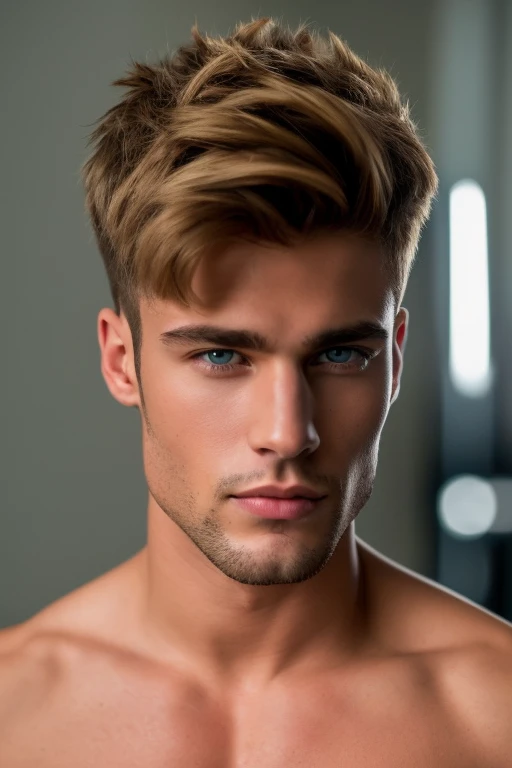 8K resolution, 25-year-old model, Men's European German, ojos azules, cabello y cabello rubio. HD 4K face detail handsome handsome man with short blonde hair and piercing ojos azules. Era alto y musculoso, con hombros anchos y un fuerte, athletic complexion. I had a quiet trust in him and a calmness., Safe behavior that made him seem like he could handle any situation. El escenario tiene lugar en un palacio hiperdetallado. fotorrealista. alta calidad.8k, Traje de guerrero romano azul y de Aruba (Verde azul), hiperdetallado, ultra sharp, 8k, (incredibly detailed : 1.5), Full body photograph by IRO, 20 megapixel, Canon y OS R3, completamente detallado, Greek demigod