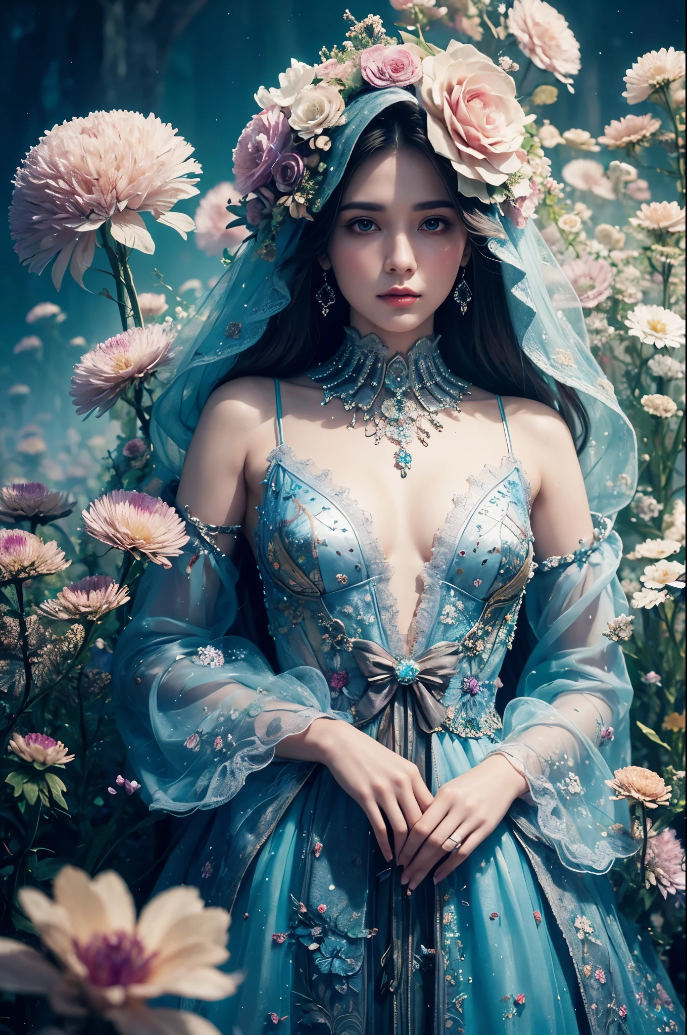 fog, light, dust, royal fractal, holographic cosmic flowers, illustration, mixed technique by Pablo Amaringo "Merriam, Nikolina Petolas, Peter Grik, Dariusz Klimczak, surreal hallucinatory, intricately detailed sharp focus", digital art, perfect composition, beautiful detailed, intricate, insanely detailed octane rendering trending on artstation, 8k art photography, photorealistic concept