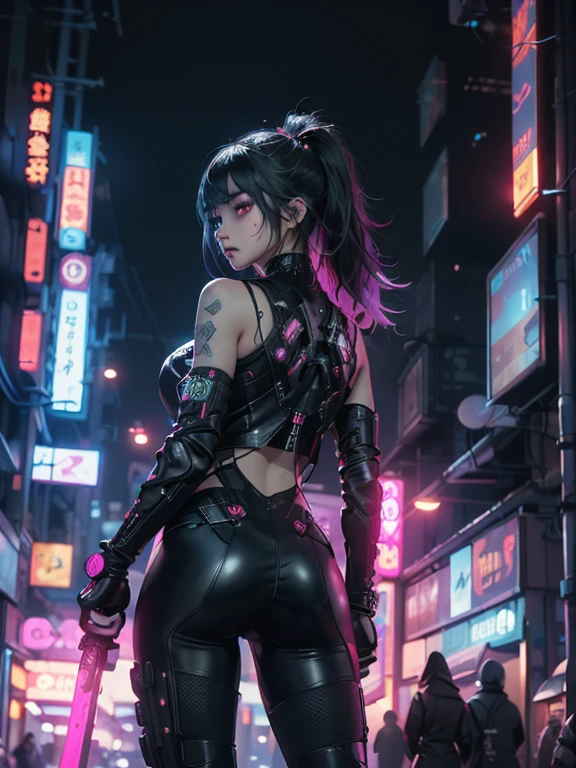 ,1girl, solo, girl , futuristic outfit, neon samurai, very beautiful cyberpunk samurai, cyberpunk samurai, style of ghost blade, victo ngai cyberpunk style, neon cyberpunk style, cyberpunc, neon cyberpunk, technomancer, video game character, synthwave image, cyberpunk voodoo, neon glow concept art,moon, lantern, night, solo, outdoors, sky, full moon, rain, mountain, cloud, paper lantern, night sky, bangs, tree, reflection, cloudy sky,  {{(masterpiece),(extremely detailed CG unity 8k wallpaper),best quality,solo,cinematic lighting,detailed background,beautiful detailed eyes,bright pupils, (an extremely delicate and beautiful),(Beautiful and detailed eye description),ultra-detailed,masterpiece,}},  detailed eyes, beautiful eyes, realistic eyes, nice eyes, perfect eyes