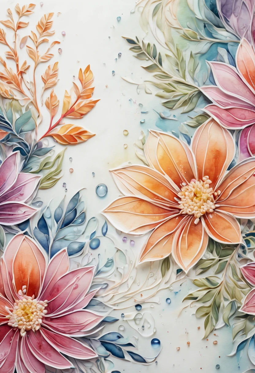 (best quality,4k,8k,highres,masterpiece:1.2),ultra-detailed,(realistic,photorealistic,photo-realistic:1.37),Zentangle Watercolor Flowers close up,tangled lines,detailed flower petals,watercolor techniques,blended colors,organic patterns,vibrant and rich colors,subtle shading,high contrast,meticulous attention to detail,delicate brushstrokes,soft and flowing movement,colorful and intricate designs,harmonious composition,flourishing vines and leaves,isolated flowers on a blank canvas,gentle water droplets on petals,textured and layered brushwork,luminous and translucent effect,calming and peaceful atmosphere,nature-inspired motifs,up-close perspective on floral elements,lively and expressive strokes,artistic exploration and creativity,inspired by Zen philosophy,flowing and interconnected lines,repetitive patterns and rhythms,meditative and tranquil energy,harmonious balance between freedom and control,dimensions of beauty and tranquility,transient and ephemeral beauty,microcosm of nature's wonders.