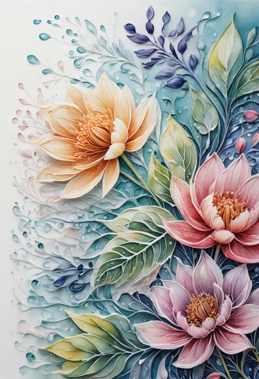 (best quality,4k,8k,highres,masterpiece:1.2),ultra-detailed,(realistic,photorealistic,photo-realistic:1.37),Zentangle Watercolor Flowers close up,tangled lines,detailed flower petals,watercolor techniques,blended colors,organic patterns,vibrant and rich colors,subtle shading,high contrast,meticulous attention to detail,delicate brushstrokes,soft and flowing movement,colorful and intricate designs,harmonious composition,flourishing vines and leaves,isolated flowers on a blank canvas,gentle water droplets on petals,textured and layered brushwork,luminous and translucent effect,calming and peaceful atmosphere,nature-inspired motifs,up-close perspective on floral elements,lively and expressive strokes,artistic exploration and creativity,inspired by Zen philosophy,flowing and interconnected lines,repetitive patterns and rhythms,meditative and tranquil energy,harmonious balance between freedom and control,dimensions of beauty and tranquility,transient and ephemeral beauty,microcosm of nature's wonders.
