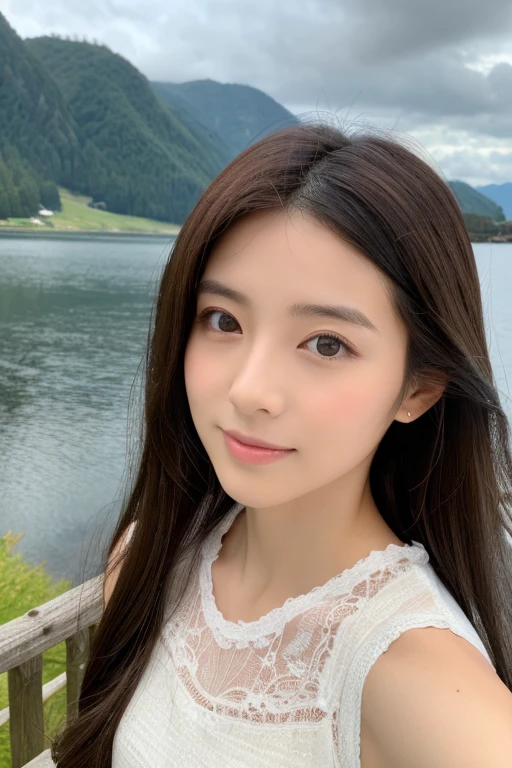 ((highest quality)), ((masterpiece)), (be familiar with), perfect face woman、Japanese、24age、Landscape、