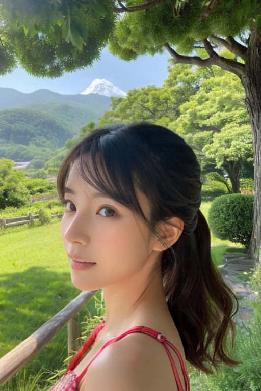 ((highest quality)), ((masterpiece)), (be familiar with), perfect face woman、Japanese、24age、Landscape、