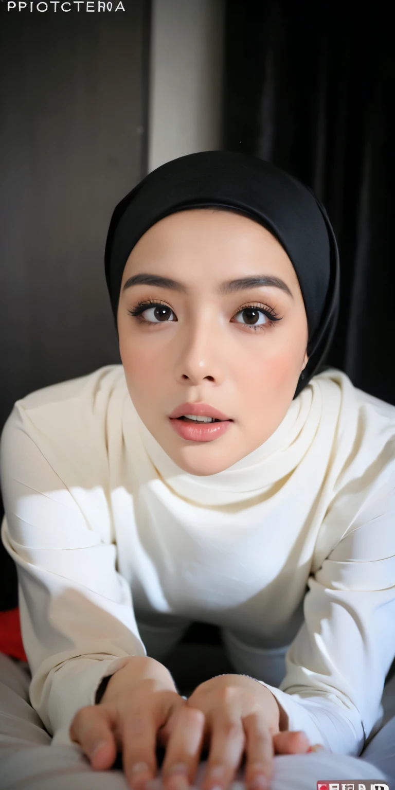 1 matured malay girl in hijab wear sexy wet black satin bra and panties kneeling, nighttime, neon city lights, upper body, close-up, seducing, big sagging breast, cum on face, (8k, RAW photo, best quality, masterpiece:1.2),(realistic, photo-realistic:1.37),