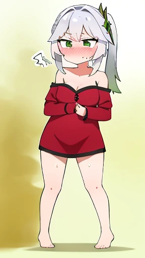 Best Quality, (Masterpiece:1.2), High Detailed, Cat Ears, 1girl, solo, tojo koneko, red eyes, white hair, short hair, hair decoration, erotica, sleeveless, bare legs, healthy skin,  ((swimsuit)),(( cum, cum on face, after sex)) ,(( from side))