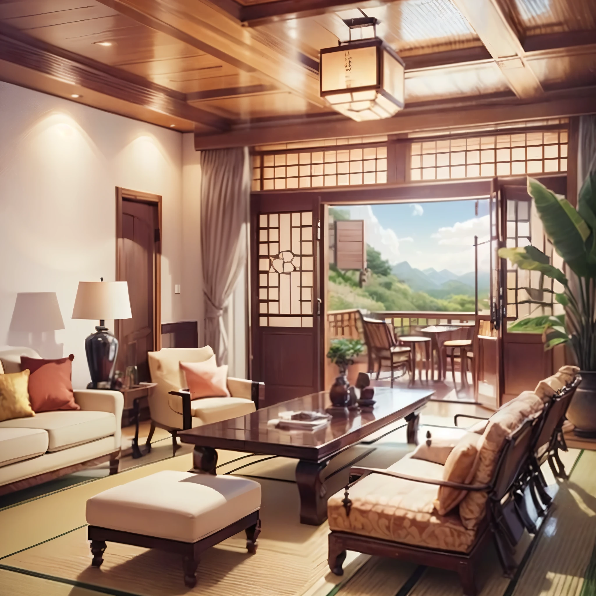 Japanese style living room with detailed interior decoration drawings --auto --s2