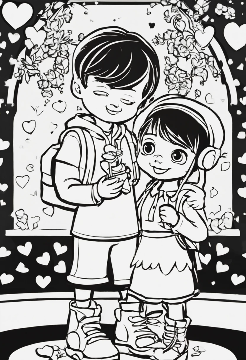 cooloring page for kids black and whitecooloring page for kids black and white about valentine day