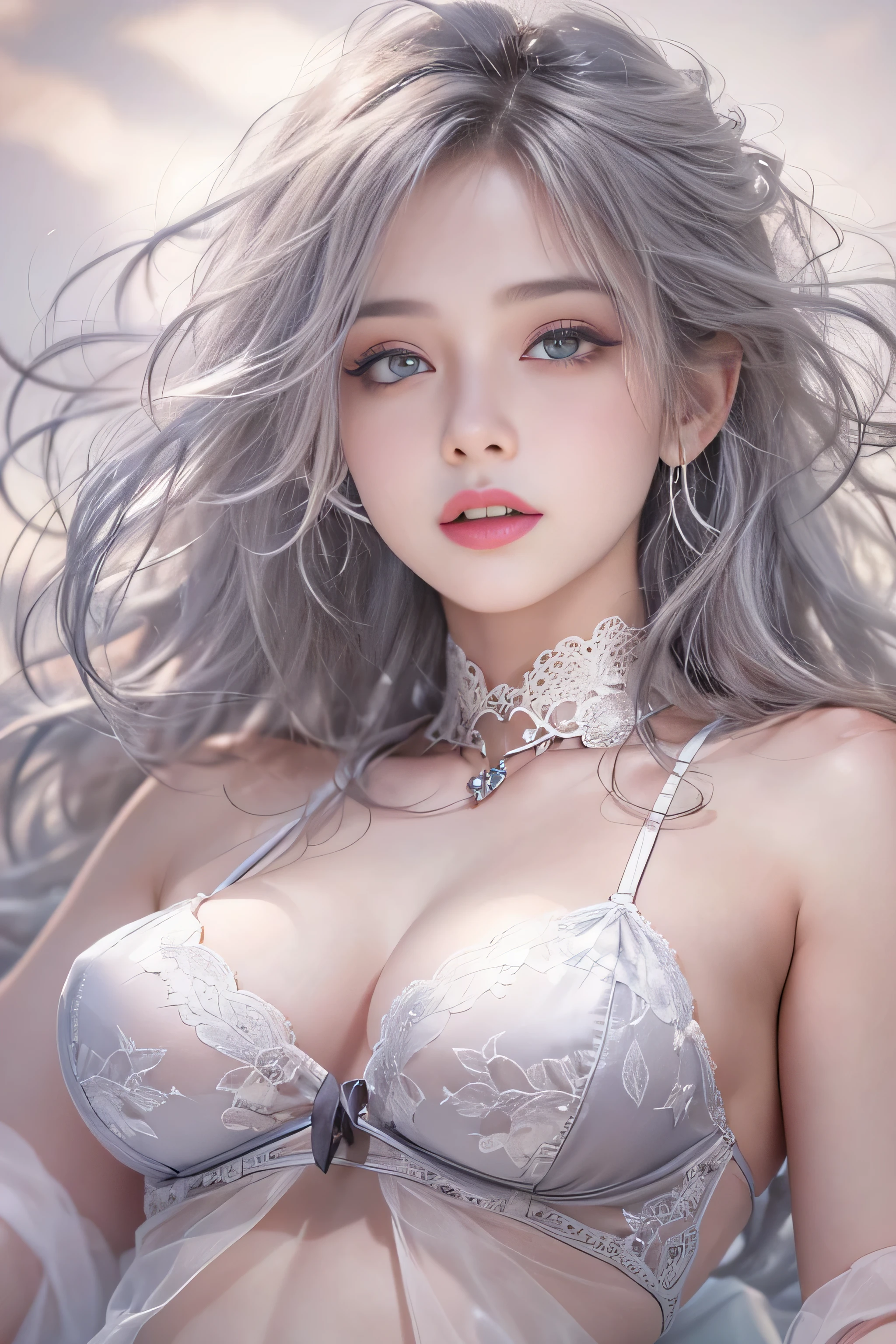 ((masterpiece:1.4)、(highest quality:1.4)、(realistic:1.7))、Written by Luis Royo(Written by Luis Royo)Surreal portrait of a beautiful girl、超beautiful girl、((1 girl:1.4))、Radiant natural skin texture、authority luis royo(Written by Luis Royo)、19 years old、(upper arm:1.4、two legs:1.4)、(perfect anatomy:1.4)、(perfect female body:1.4)、girl portrait、接写body撮影ティナステピース:1.4), (highest qualityの:1.4), (realistic:1.7), Written by Luis Royo, beautiful girl, 超beautiful girl, ((1 girl:1. 4), Radiant natural skin texture, authority luis royo, 19 years old, (perfect female body: 1.4), (perfect female body: 1.) 4), girl portrait, close、body), fantasy art, soft front light, beautiful expression, cute face, beautiful breasts, big breasts: 1. 2, beautiful butt, fine eyes, Clear and eye-catching, beautiful and attractive, beautiful eyes, thin waist, born, red lips, ((gray hair, long hair)) , 1 screen view, ((Woman crawling on all fours on a silk bed)), (sexy posture), (milky way in the sky),((T-back panties))、((white garter and garter belt))、(laughter),((Rear view))、((look back))、((膣兰))、(())
