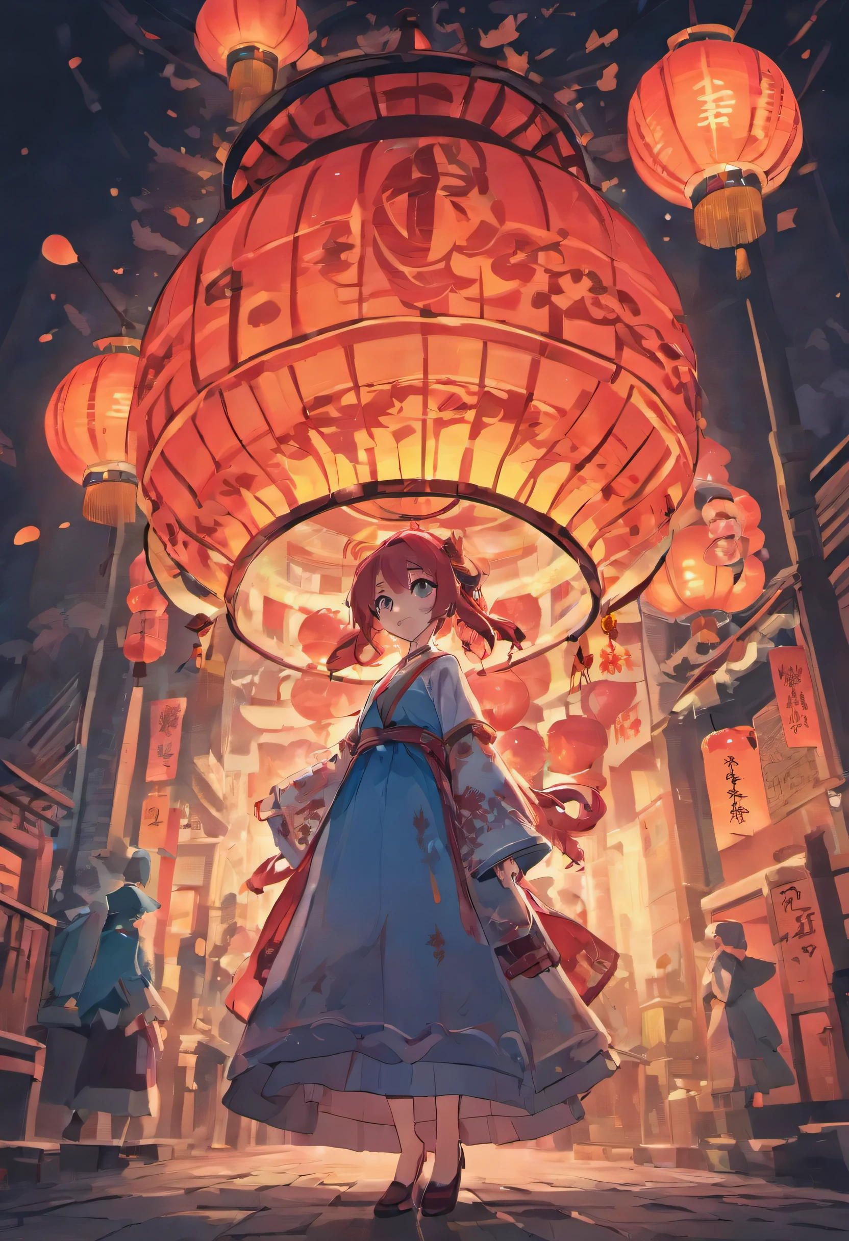Mid-Autumn Festival，Moon cake， Xiangyun, Red Lantern, 精美of蛇年形象, 背景是一个巨大of月亮, Ribbon vector line drawing, of、Red and dark blue tones, abstract pictures, Surrealism, 清晰of背景趋势, 清晰of轮廓光, rim light, fantasy, 斑驳of光, flat illustration,disney style, 8k, --with 9:16 --q 2 --two two 5