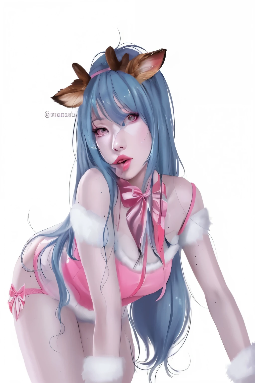 a drawing of a girl with blue hair and deer ears, rossdraws pastel vibrante, rossdraws dibujos animados vibrantes, rossdibuja 2. 5, :: rossdraws, rossdibuja 2. 0, rossdraws 1. 0, rossdraws sakimimichan, Inspirado por RossDrew, conejita, rossdraws y jazz, extremely detailed artistic germ, suzy de miss a